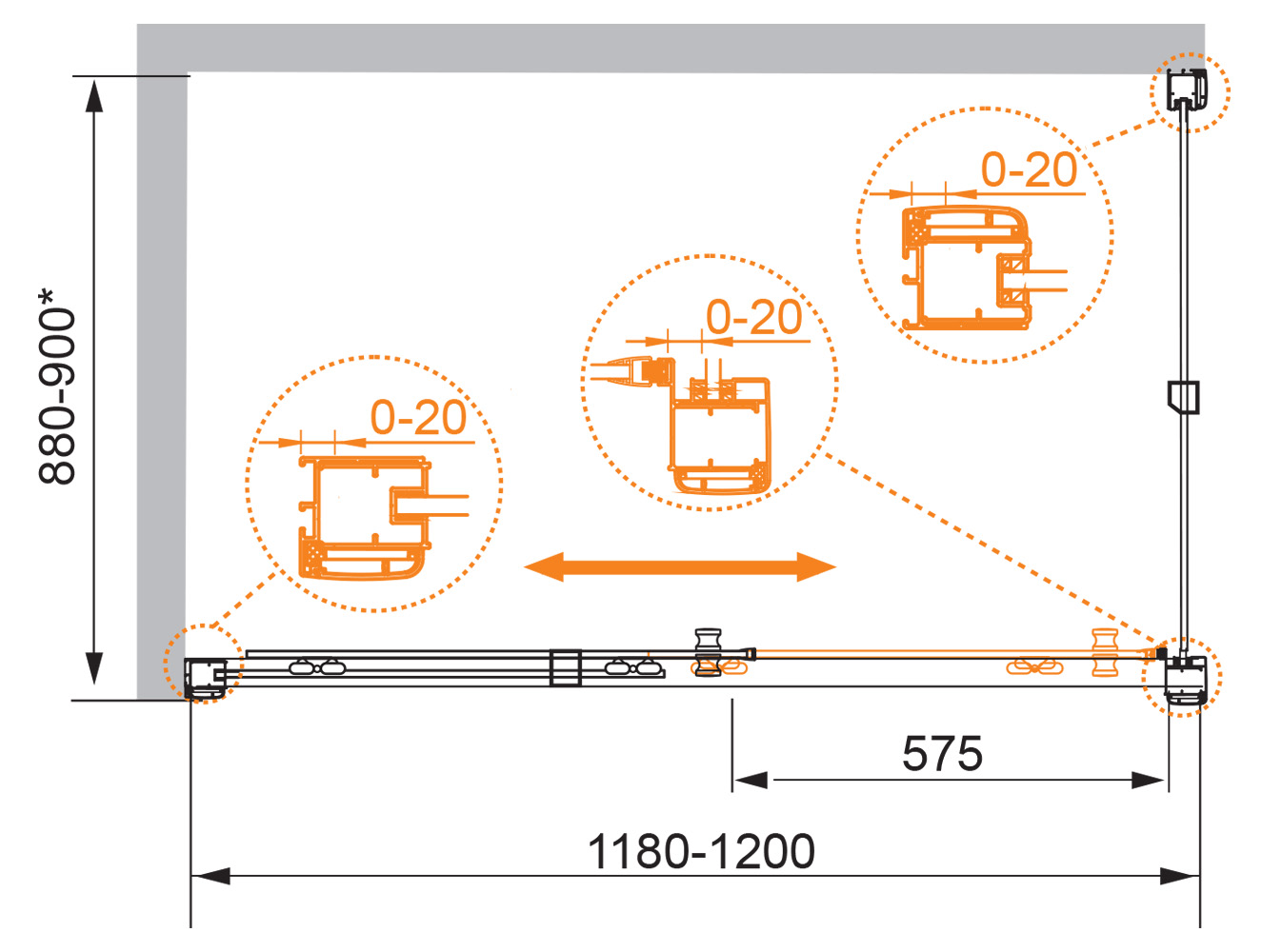 Приобрести cezares душевое ограждение anima 120х90 см, хром anima-w-ah-1-120/90-p-cr
