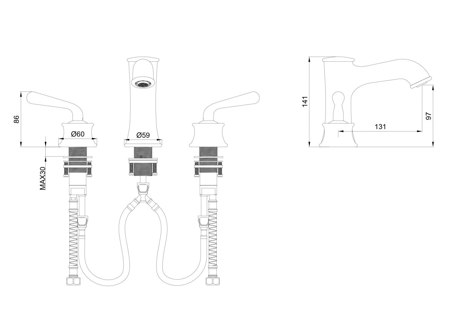 Приобрести смеситель для раковины на 3 отверстия wonzon & woghand steam, хром (ww-88159008-cr)