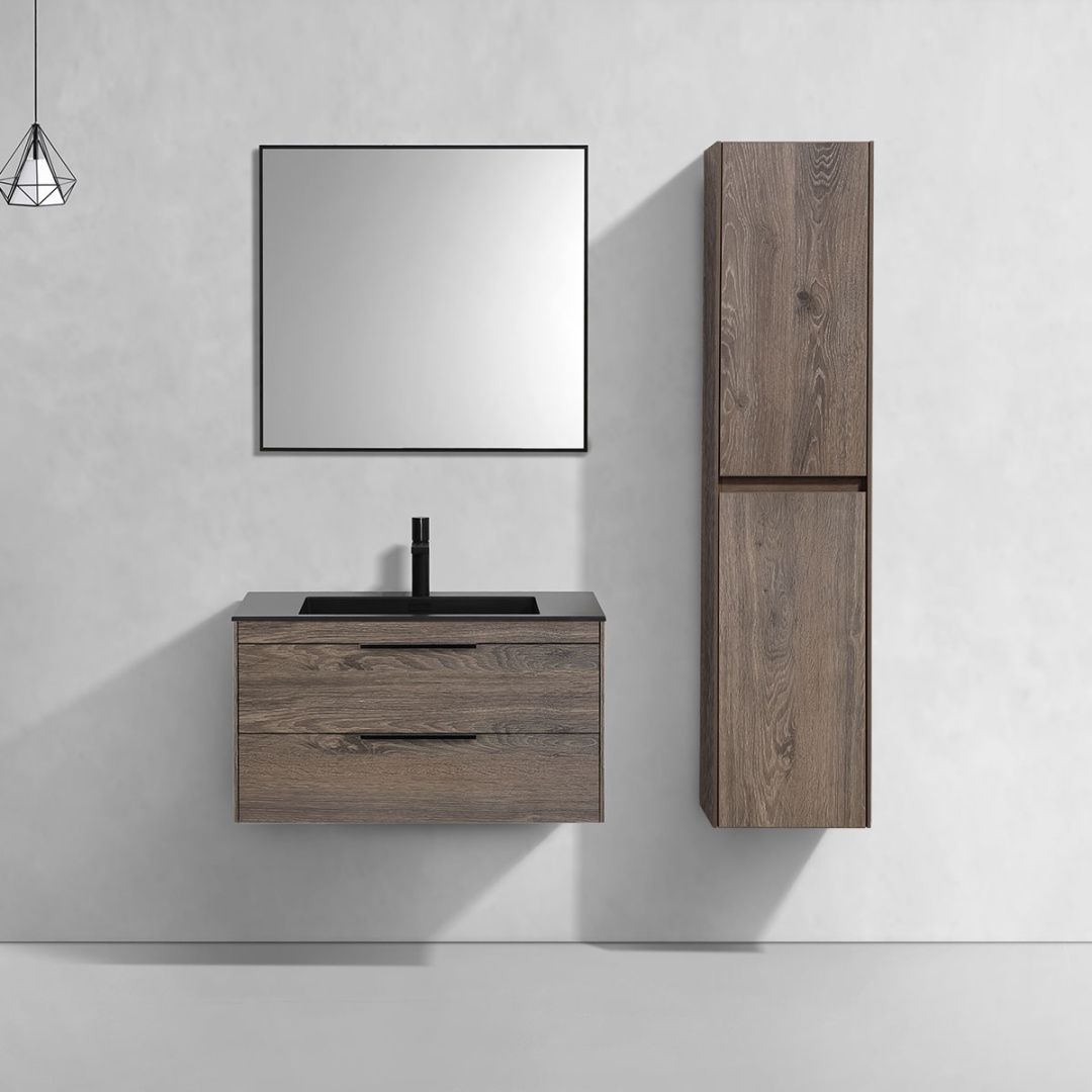 Приобрести vincea тумба подвесная chiara 80 см, дуб темный с черной раковиной vmc-2c2800ro;vcb-13800b