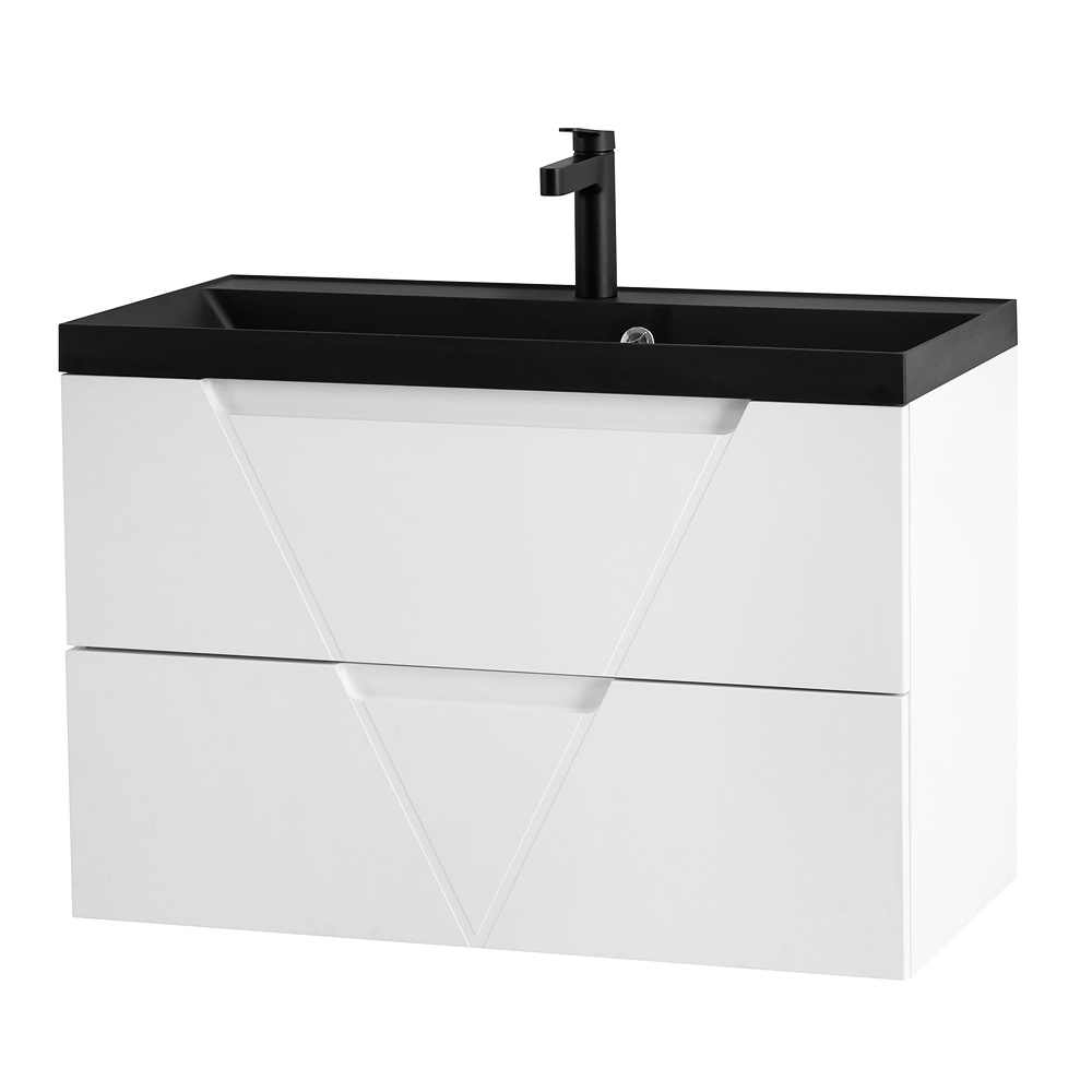 Приобрести belbagno тумба с раковиной vittoria 80 см, подвесная bianco lucido, чёрная раковина