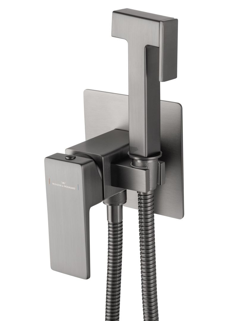 Приобрести смеситель с гигиеническим душем встраиваемый wonzon & woghand cube 2.0, темный графит (ww-88829068-bgm)