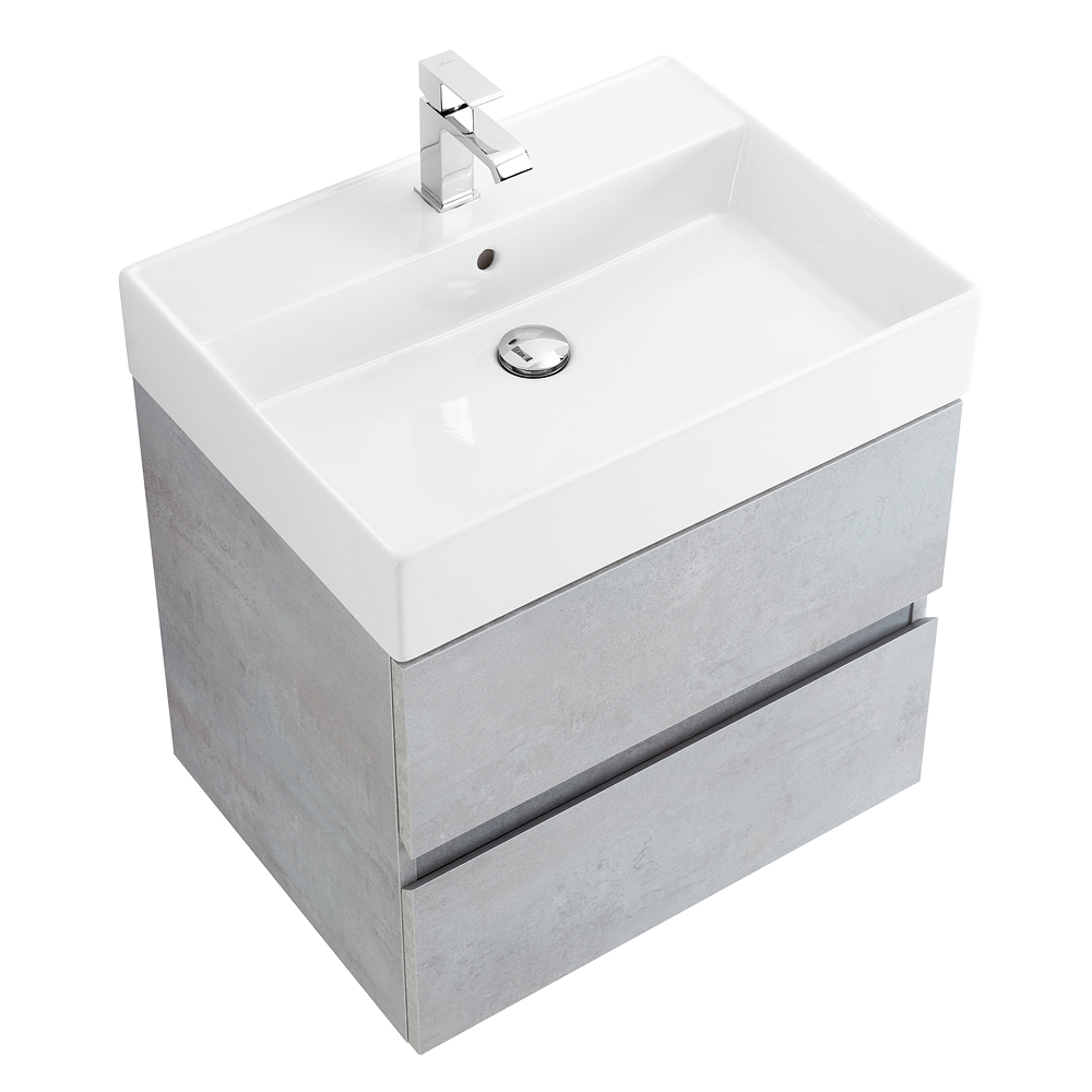 Приобрести cezares тумба подвесная с раковиной molveno 46 60 см beton, бетон molveno 46-60-2c-so-bet