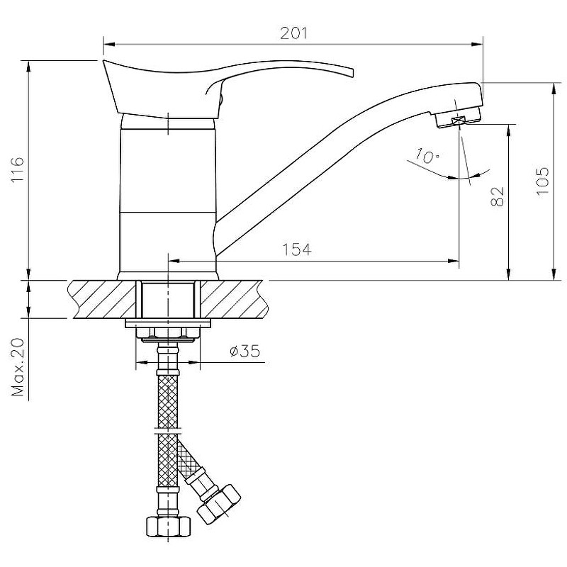 Приобрести haiba смеситель для кухни 111 мм, хром hb-4504-2