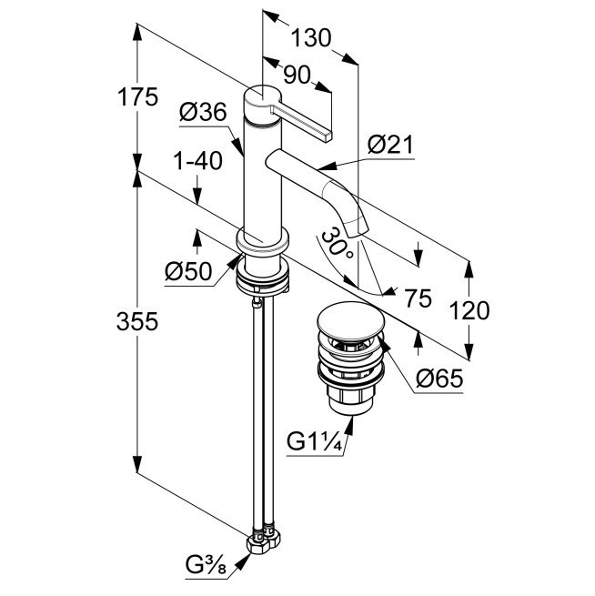 Приобрести kludi nova fonte pura смес. для умывальника; 75 dn 15; push-open; чёрный мат