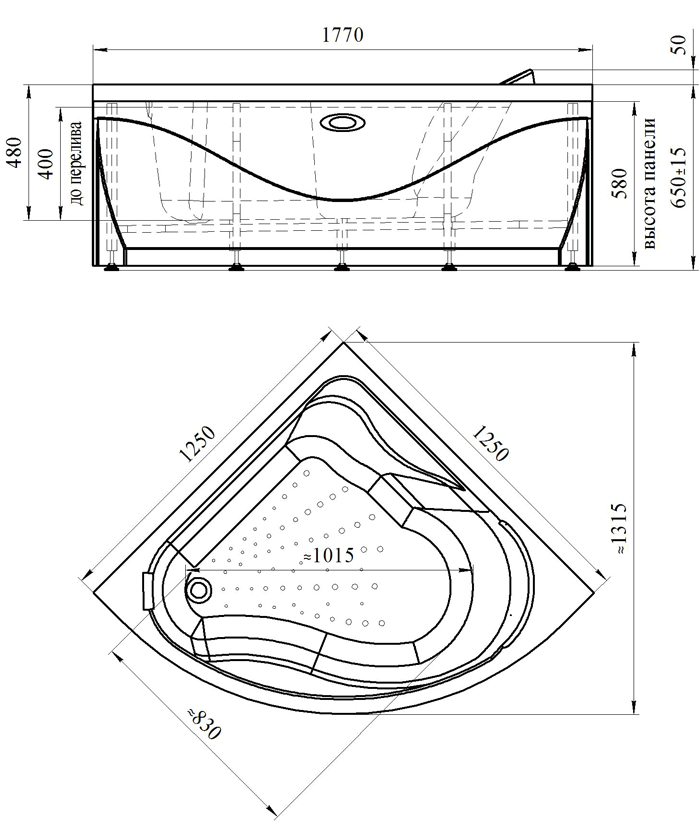 Приобрести акриловая ванна радомир альтея 125x125 см ( комплект каркас )