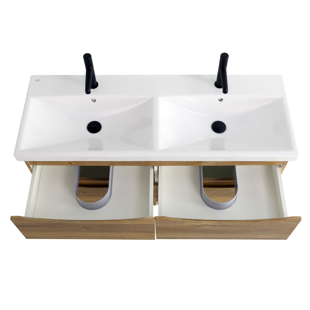 Приобрести belbagno тумба с раковиной marino-cer 120 см, подвесная с ящиками rovere rustico, белая раковина