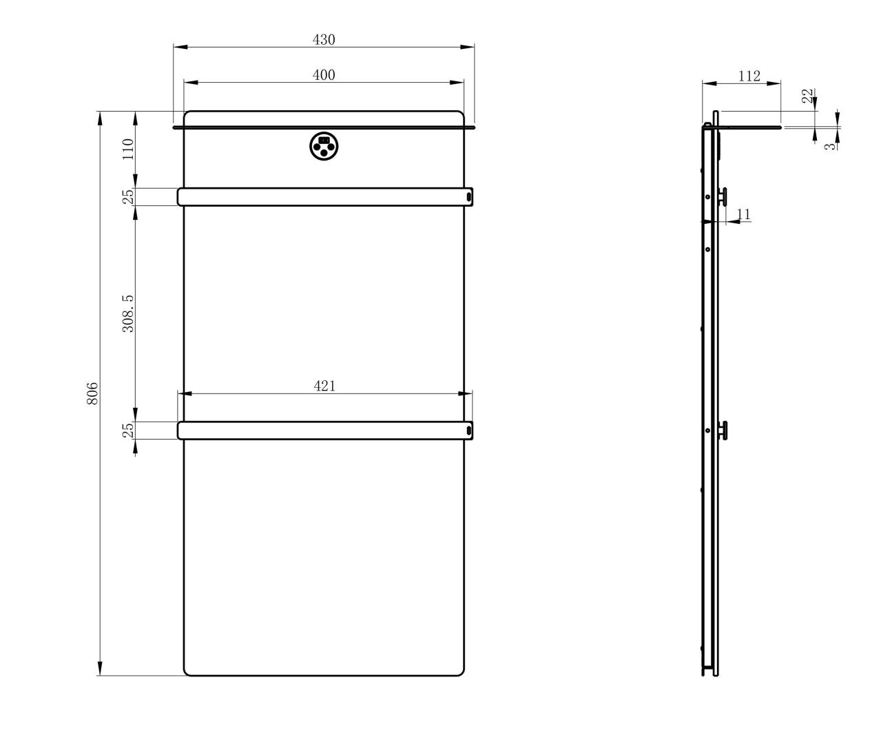 Приобрести полотенцесушитель электрический с каменной плитой черный мрамор wonzon & woghand stuttgart, брашированный никель (ww-a504-br)
