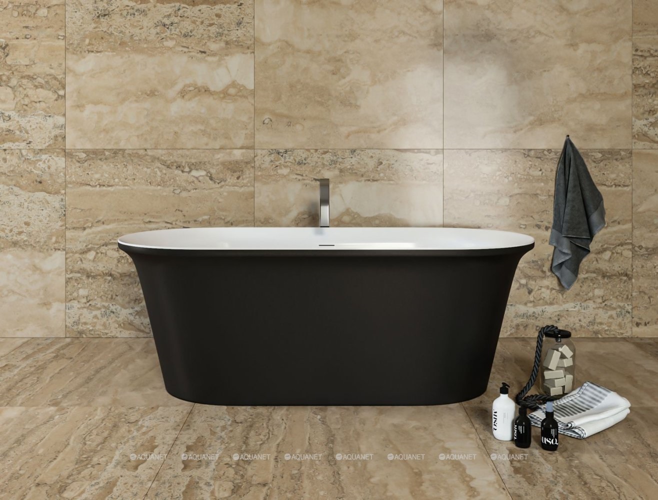 Приобрести aquanet акриловая ванна family smart 170x78 см, черная 88778 gloss finish