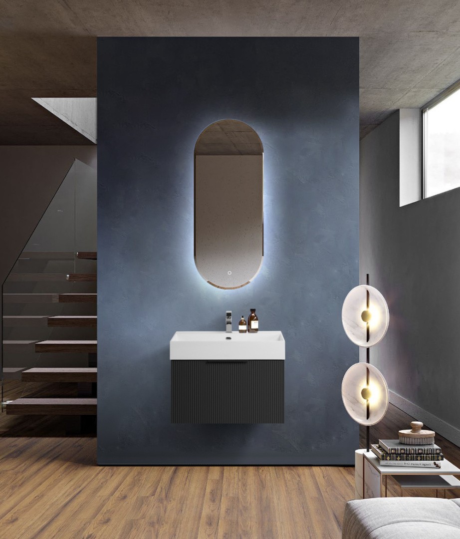 Приобрести cezares тумба подвесная с раковиной premium 70 см plisse nero opaco, черная 55437