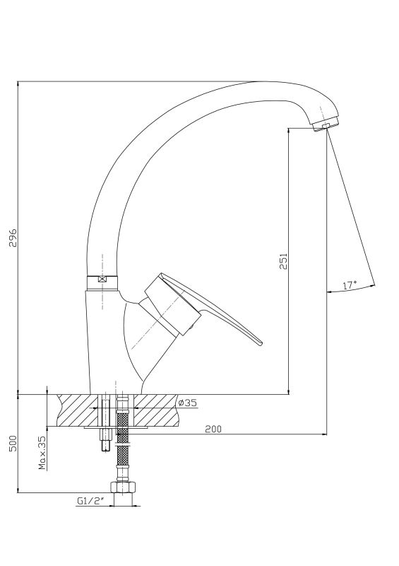 Приобрести haiba смеситель для кухни 296 мм, хром hb-4106