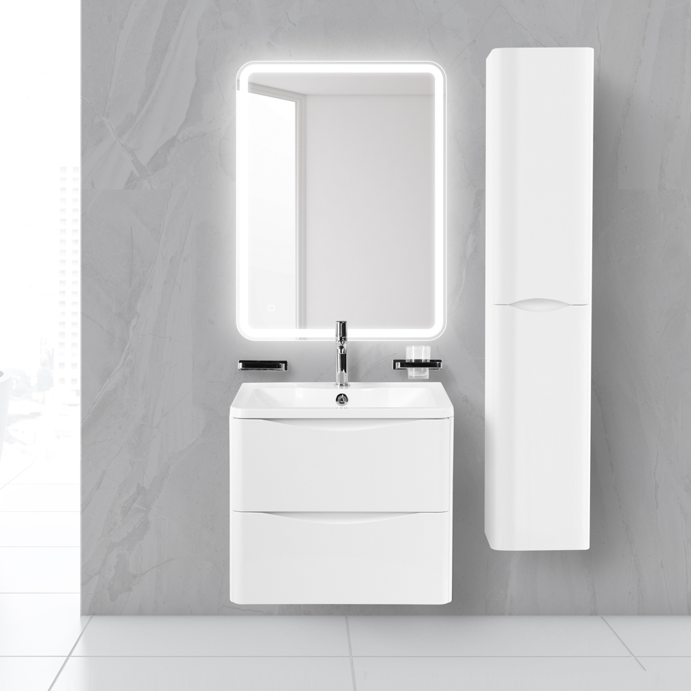 Приобрести belbagno тумба с раковиной acqua 60 см, подвесная bianco lucido, белая раковина