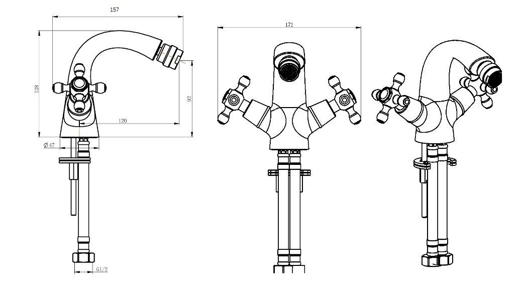 Приобрести boheme смеситель для биде royale, бронза 316-royal