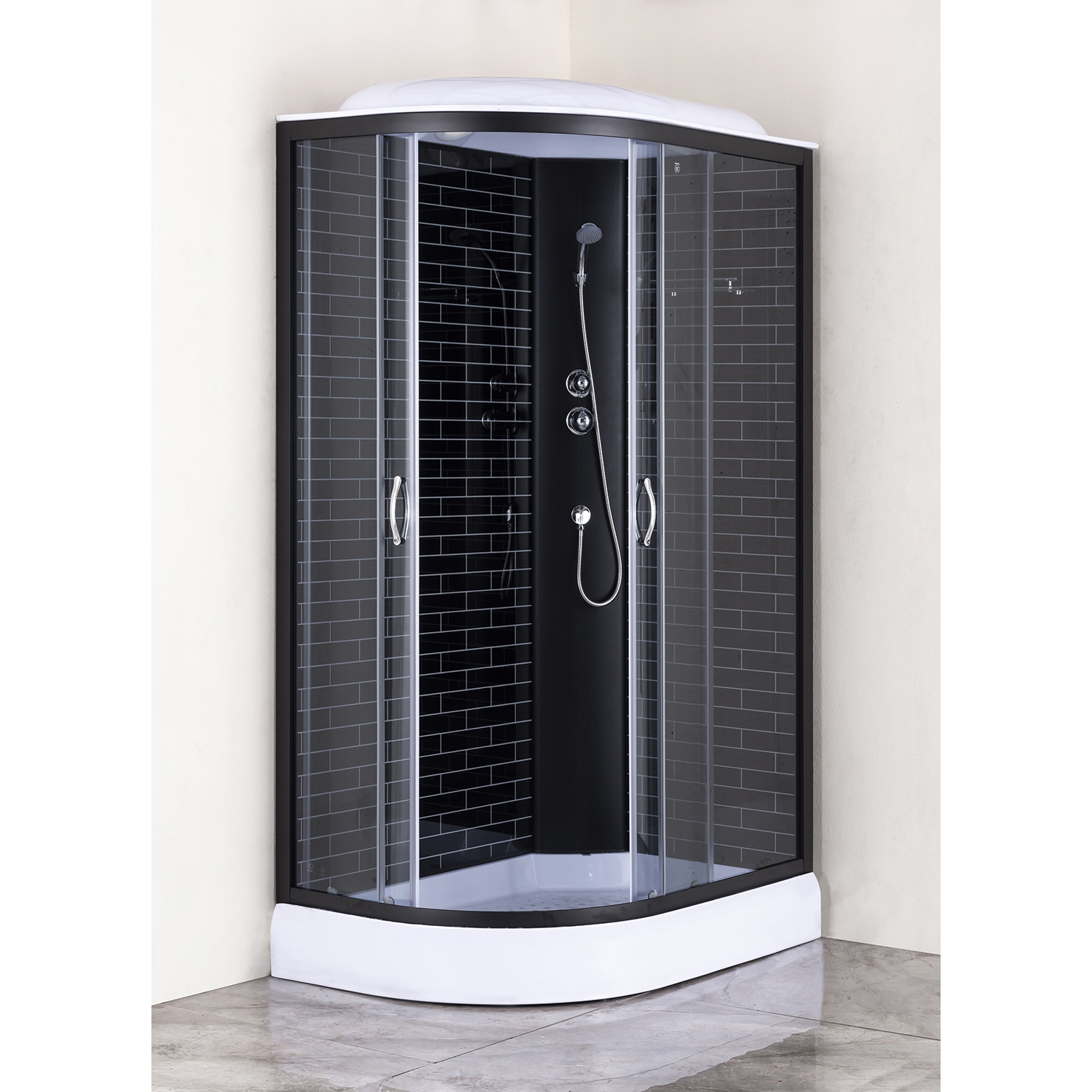 Приобрести loranto душевая кабина sunway 1200х800х2150 правосторонняя, поддон 13см, черный кирпичный узор, прозрачное стекло 4мм, профиль черный (cs6612013rgb120)