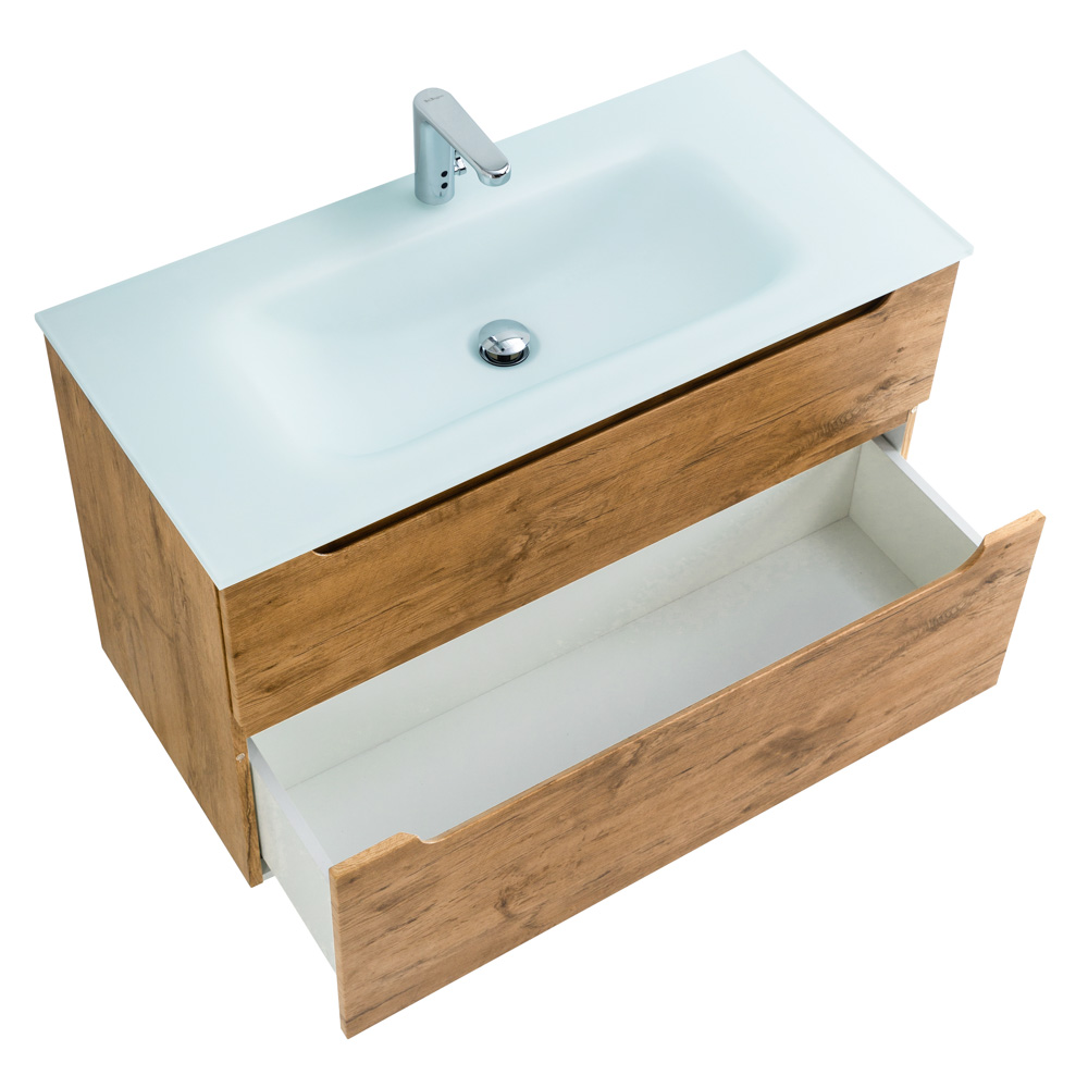 Приобрести belbagno тумба с раковиной etna-h60 100 см, подвесная rovere nature, стеклянная раковина