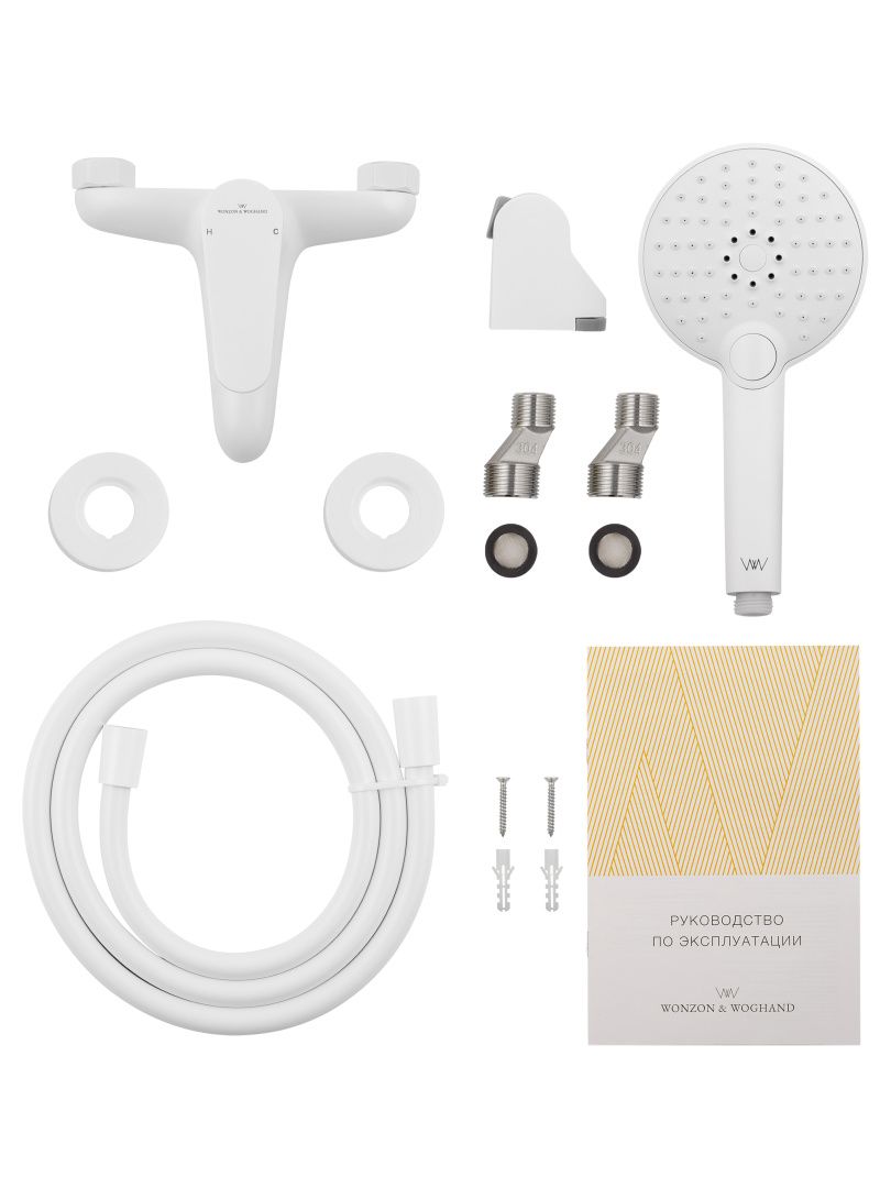 Приобрести смеситель для ванны с душем wonzon & woghand alfa, белый матовый (ww-ae3204-mw)