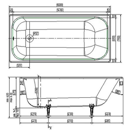 Приобрести wotte чугунная ванна start 160х75 см