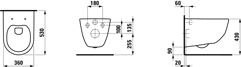 Приобрести унитаз подвесной безободковый laufen pro rimless, укороченный 8.2096.6.000.000.1