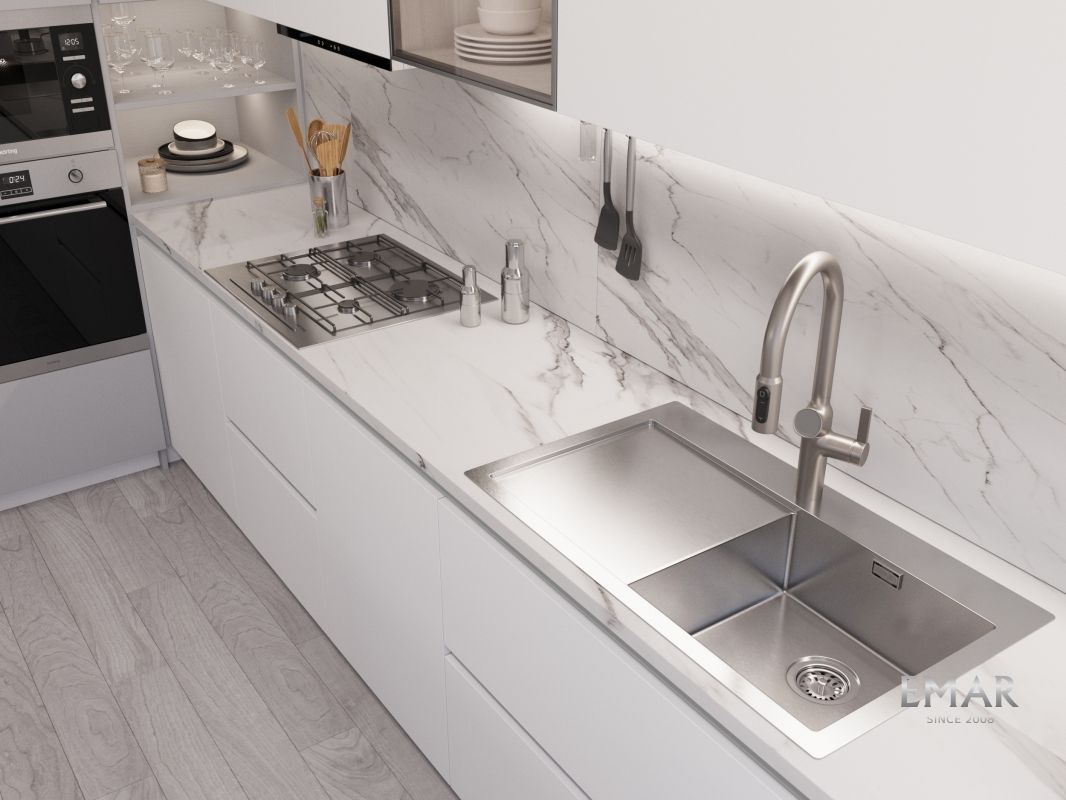 Приобрести oulin кухонная мойка 85х56 см, сатин oulin ol-ftr102r