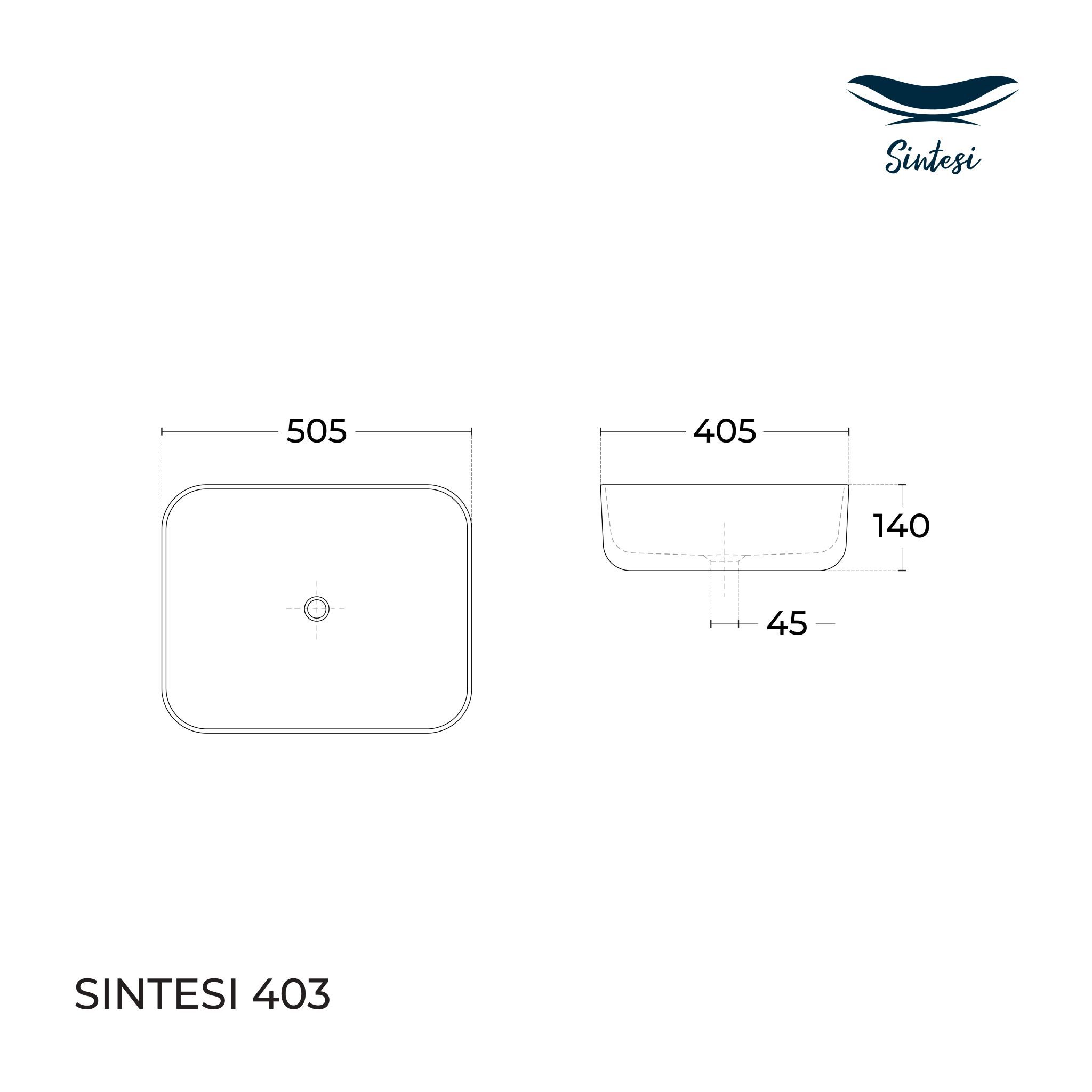 Приобрести sintesi раковина накладная 505х405 мм, белая, без отверстия под смеситель lvb-app-403