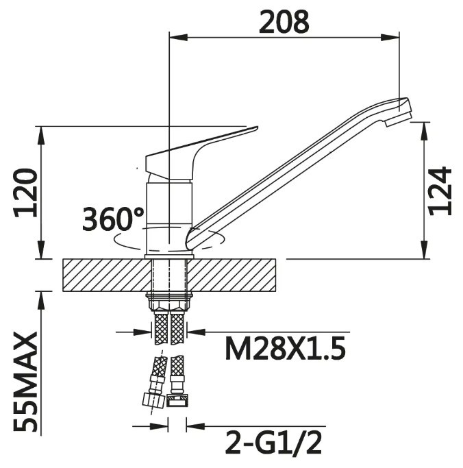 Приобрести смеситель для кухни vieir sist 124 мм, терракотовый v063522m