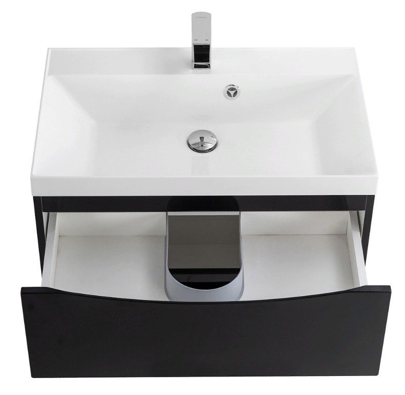 Приобрести тумба подвесная с раковиной belbagno marino-600-2c-so-nl-p 60 см, nero lucido