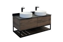 Сomforty Тумба со столешницей и двумя раковинами "Порто-120-2" дуб тёмно-коричневый