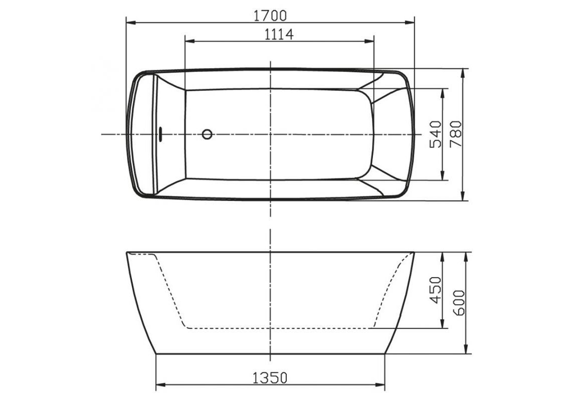 Приобрести ванна акриловая отдельностоящая belbagno 170х80 см, bb304