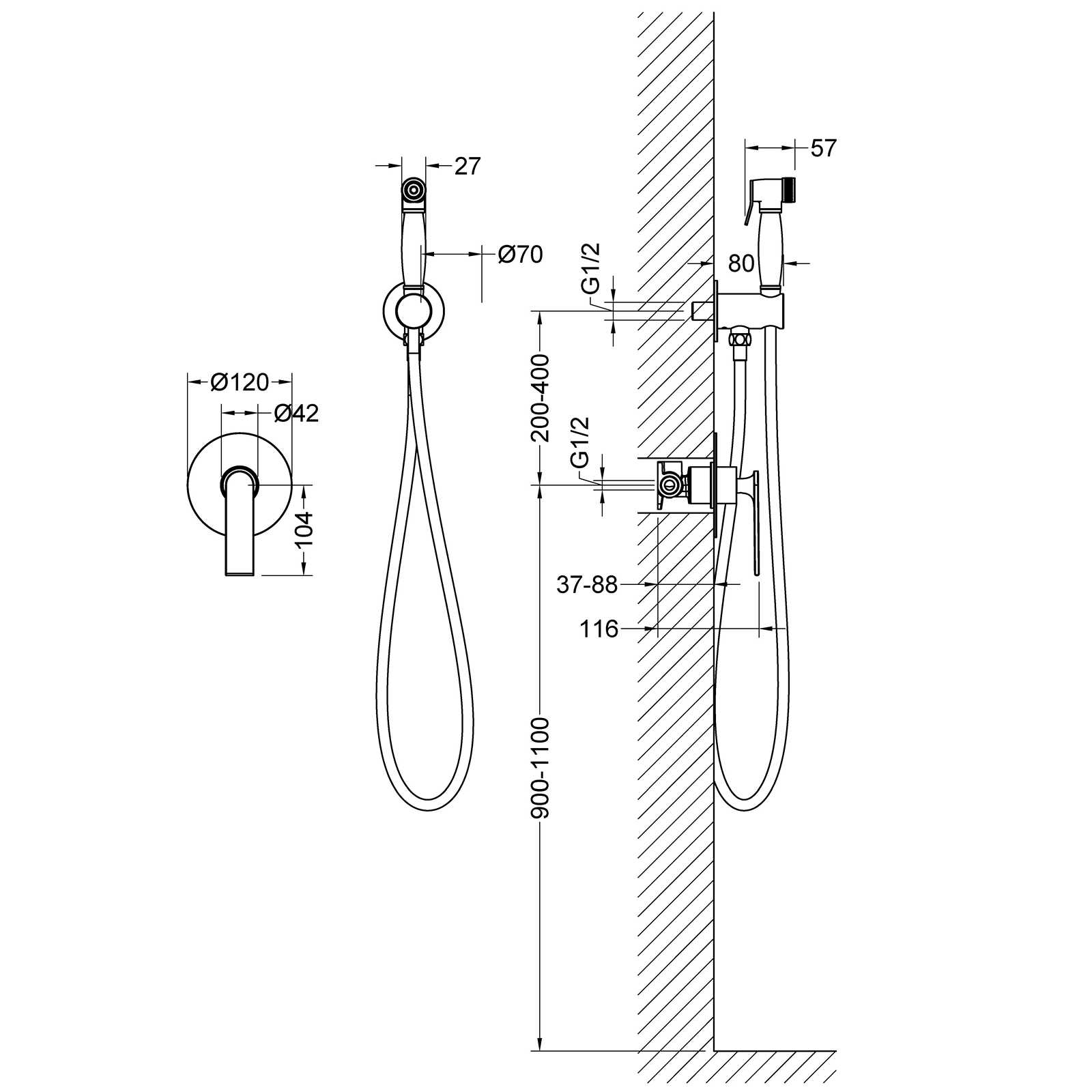 Приобрести смеситель встроенный с гигиеническим душем timo anni 2789/03sm черный