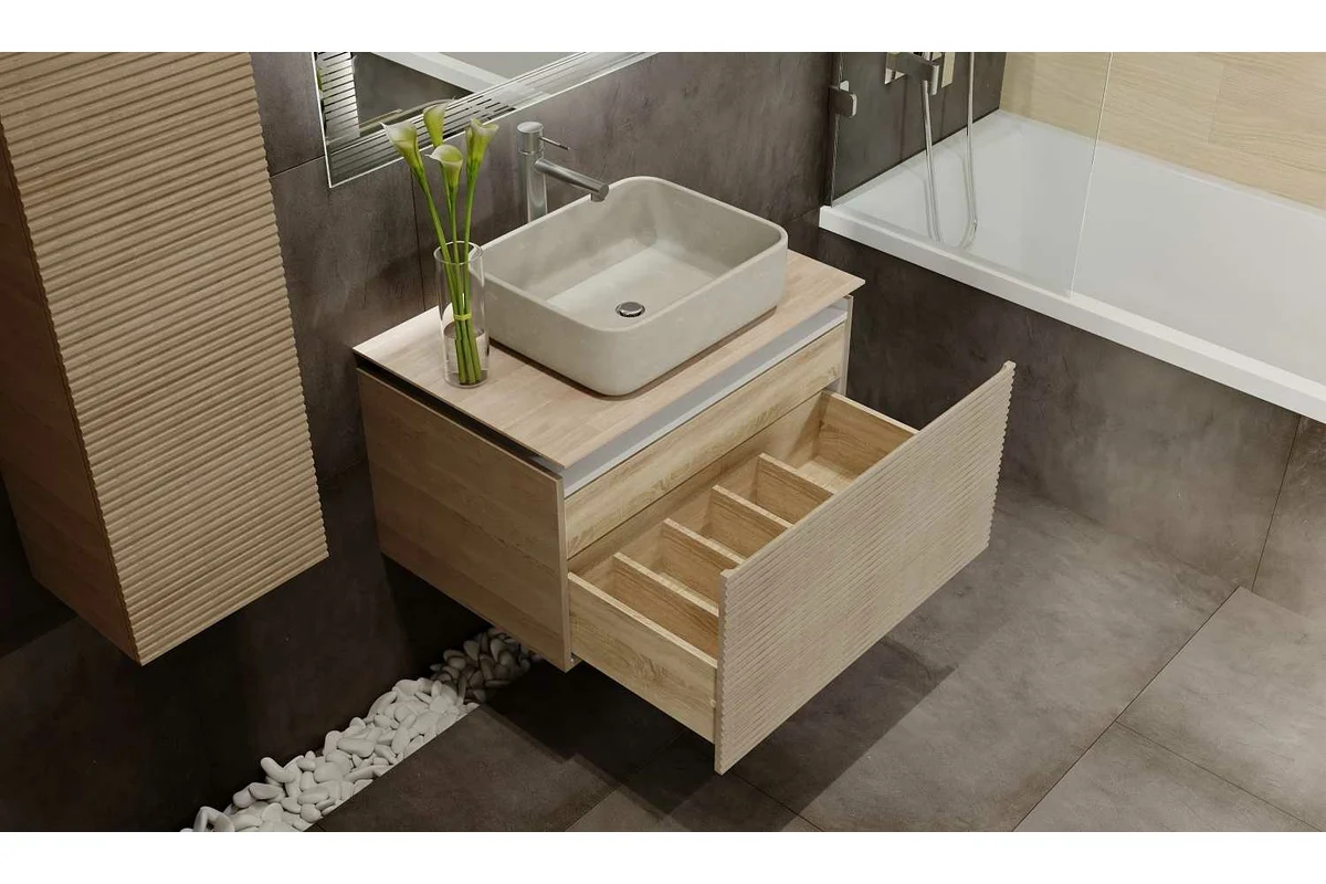 Приобрести jorno тумба подвесная karat 80 см со столешницей, светлый бук