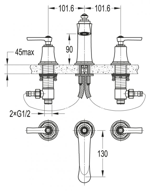 Приобрести cezares смеситель для раковины liberty, встраиваемый, хром liberty-f-bls-01-w0