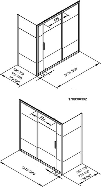 Приобрести aquanet шторка для ванны c боковой стенкой practic ae10-b-170h150u-cp + ae10-f-70h150u-cp