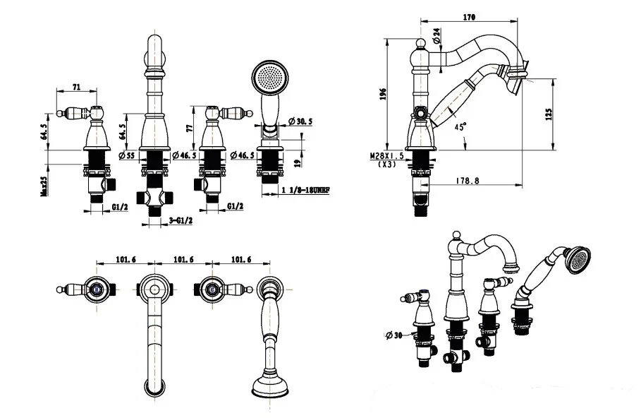 Приобрести boheme смеситель для ванны brillante, врезной, хром\кристаллы 392
