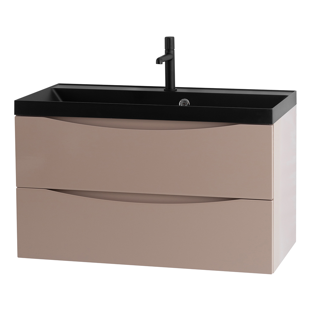 Приобрести belbagno тумба с раковиной marino 80 см, подвесная cappuccino lucido, чёрная раковина