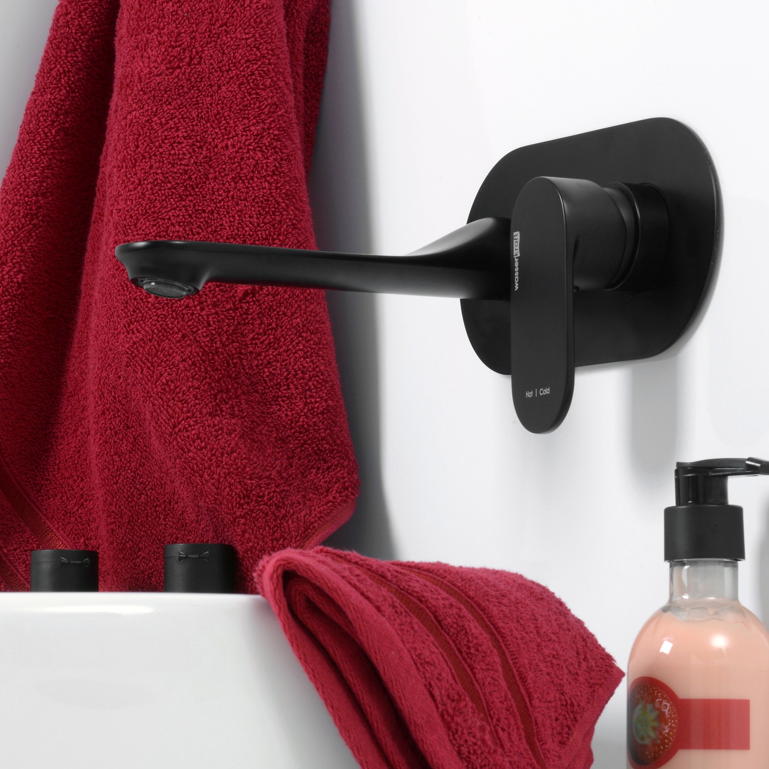 Приобрести wasserkraft смеситель для раковины elbe, 7430 настенный, матовый черный