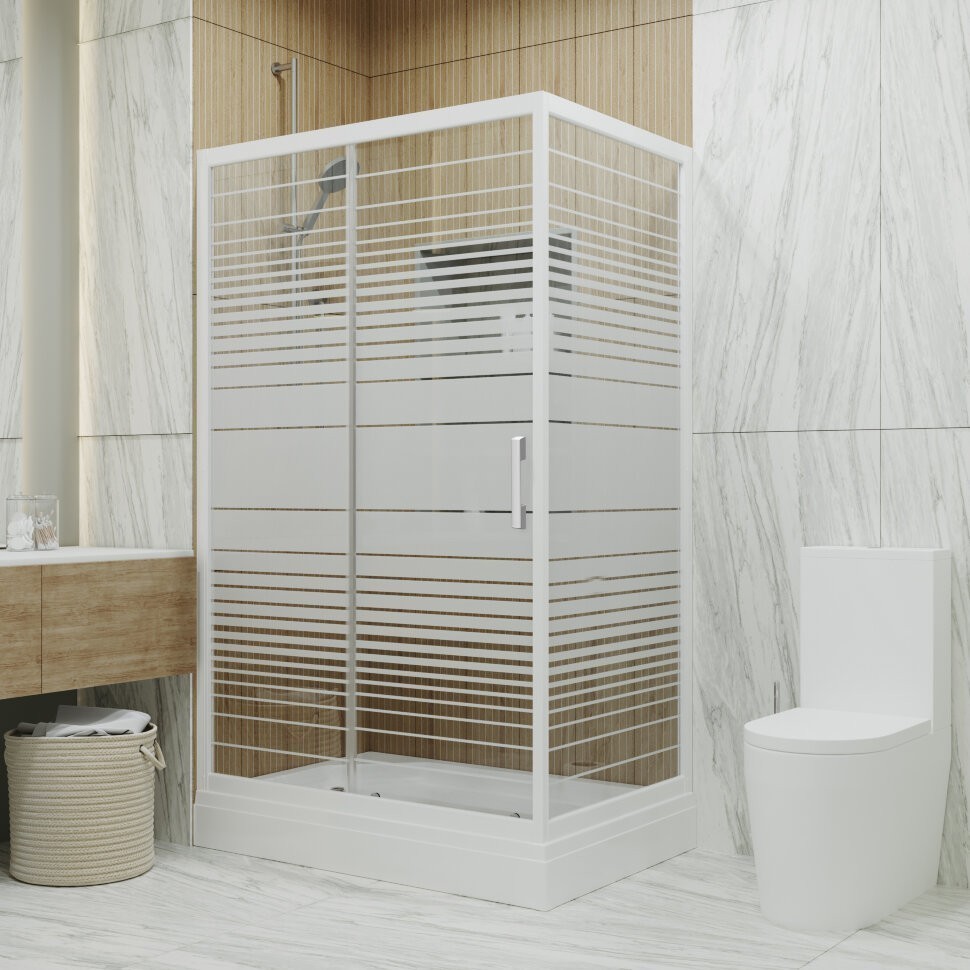 Приобрести triton душевое ограждение фьюжн 100x80 см, белое/узор полосы щ0000045120