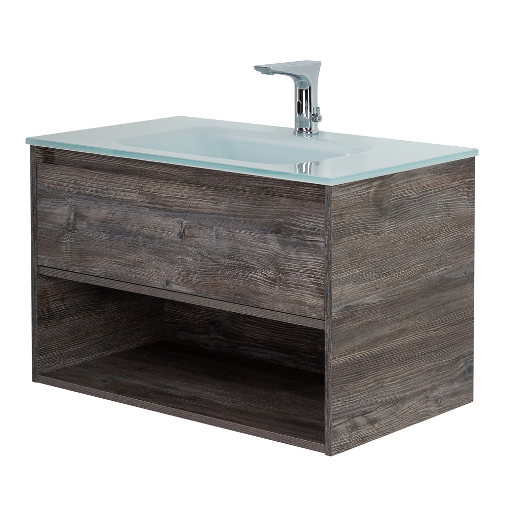 Приобрести belbagno тумба c раковиной kraft 80 см, с одним ящиком и полкой, подвесная pino pasadena, стеклянная раковина