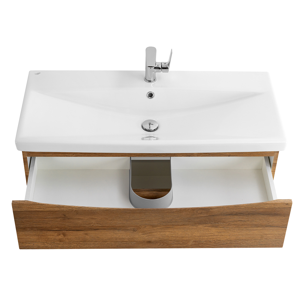 Приобрести belbagno тумба с раковиной marino-cer 100 см, подвесная rovere rustico, белая раковина