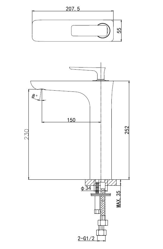 Приобрести смеситель для раковины высокий wonzon & woghand shark, хром (ww-481102-cr)
