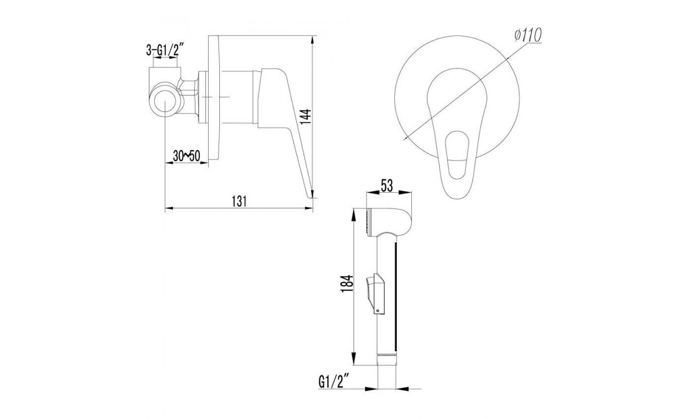 Приобрести lemark смеситель luna с гигиеническим душем, скрытый монтаж, хром lm4119c