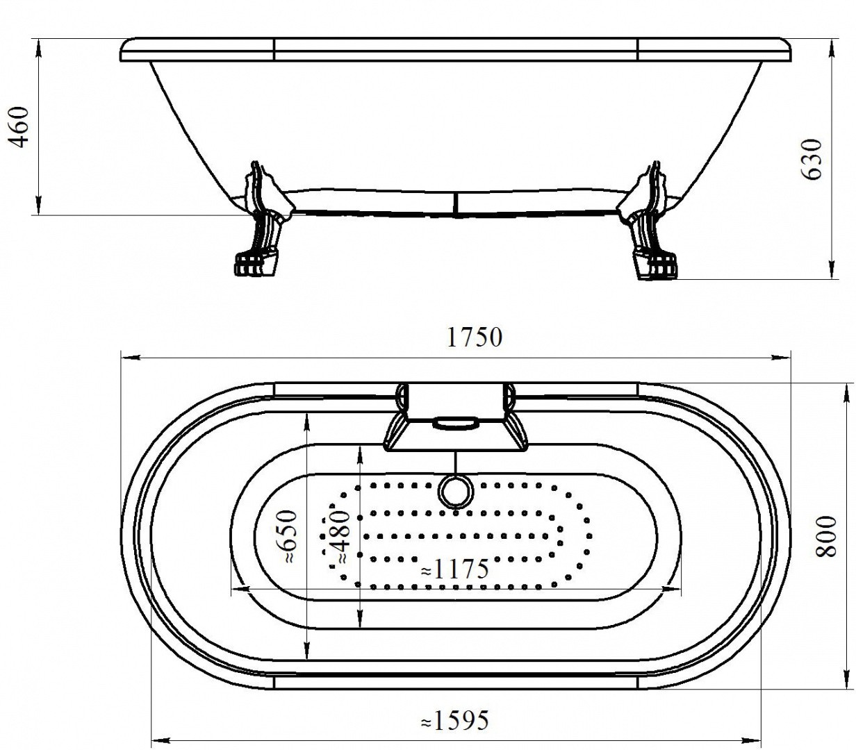 Приобрести акриловая ванна отдельностоящая радомир леонесса 175x80 см, ножки бронза