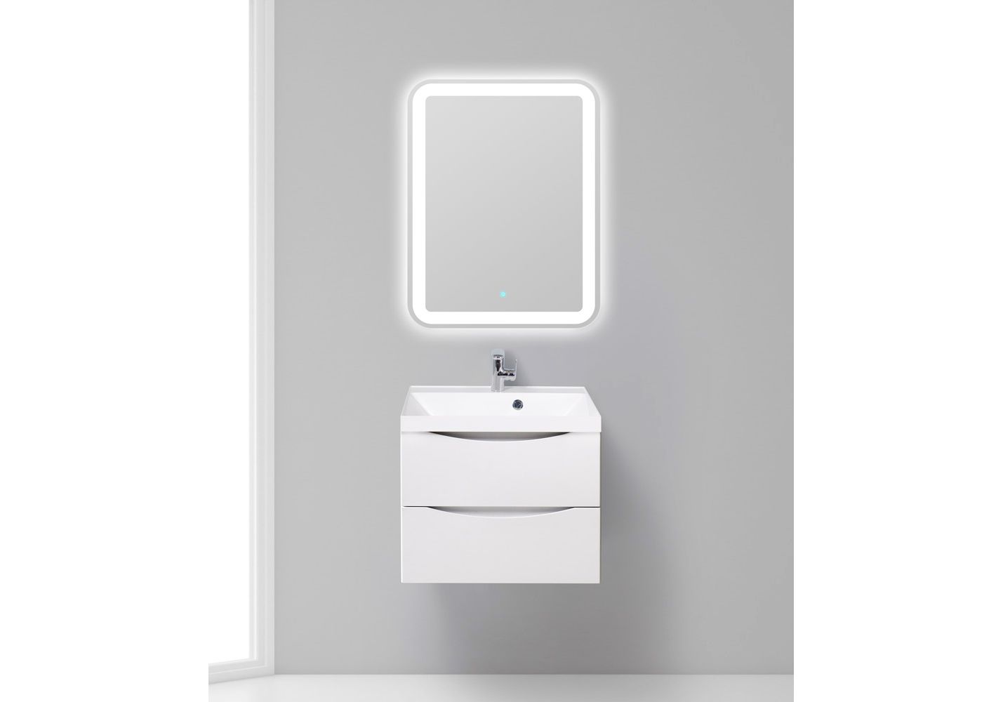 Приобрести тумба подвесная с раковиной belbagno marino-600-2c-so-bo-p 60 см, bianco opaco