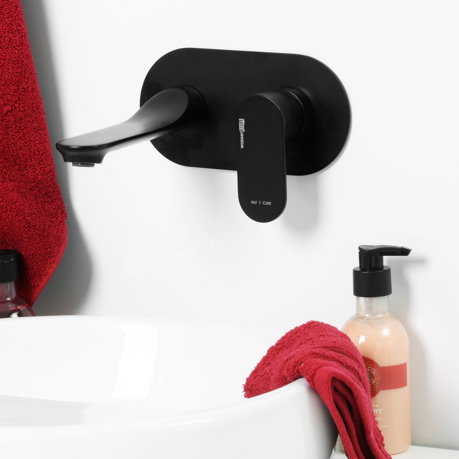 Приобрести wasserkraft смеситель для раковины elbe, 7430 настенный, матовый черный