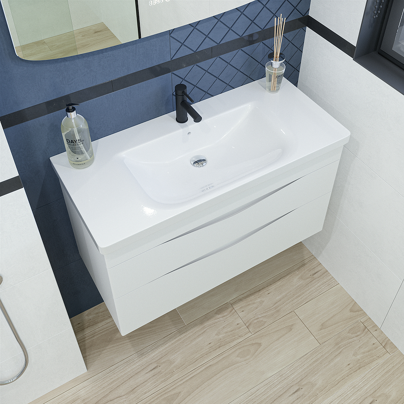 Приобрести caprigo тумба с раковиной подвесная lento 100 см, белая 36214-sf027