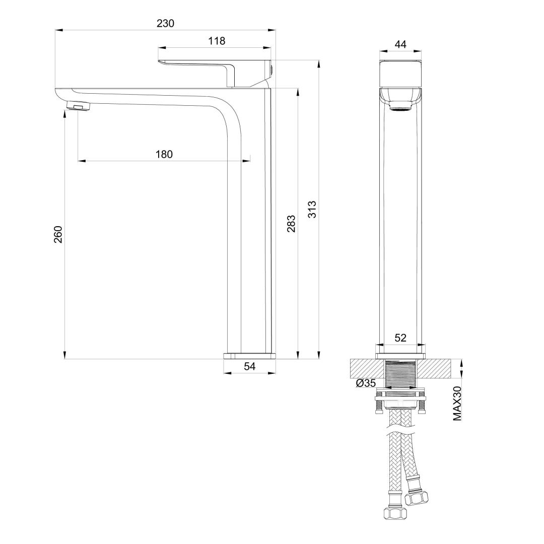 Приобрести смеситель для раковины высокий wonzon & woghand edge, брашированное золото (ww-88239003-bg)