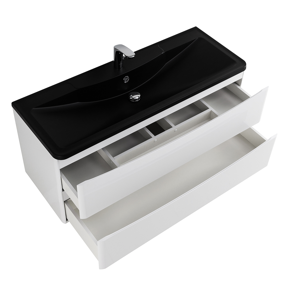 Приобрести belbagno тумба с раковиной acqua 120 см, подвесная bianco lucido, чёрная раковина