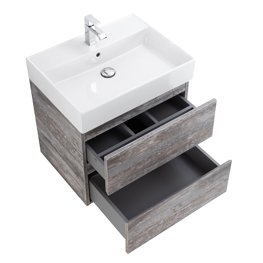 Приобрести cezares тумба подвесная с раковиной molveno 46 60 см legno grigio, серая molveno 46-60-2c-so-lg