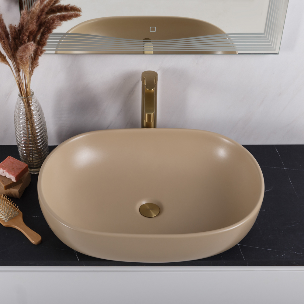 Приобрести belbagno накладная раковина 60х42 см, бежевая матовая bb1084-h316