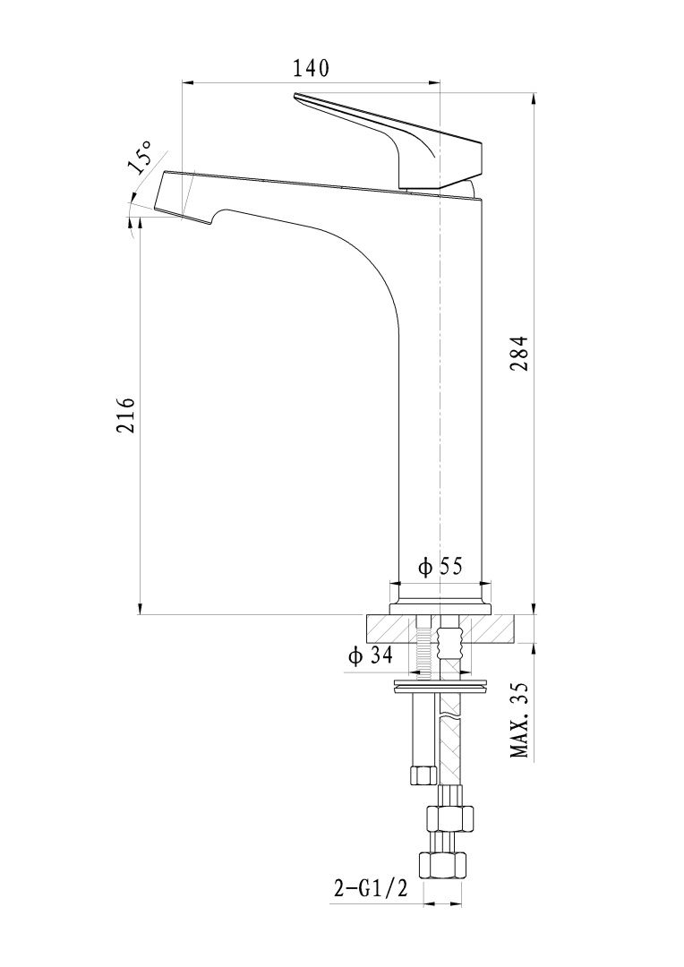 Приобрести смеситель для раковины высокий wonzon & woghand balance, хром (ww-051104-cr)
