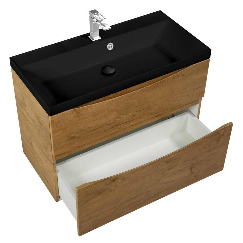 Приобрести belbagno тумба с раковиной marino-h60 80 см, подвесная rovere nature, черная раковина