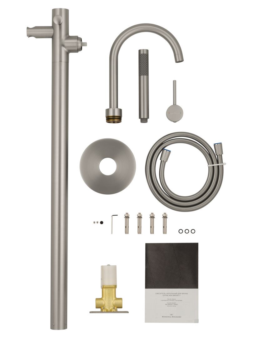 Приобрести смесители напольные для ванн и раковин wonzon & woghand stick, брашированный никель (ww-88649017-bn)